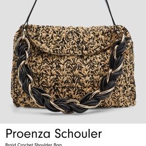Proenza Schouler Black and Tan Braid Crochet Shoulder Bag